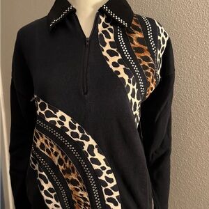 Black Animal Print Women's Sweater